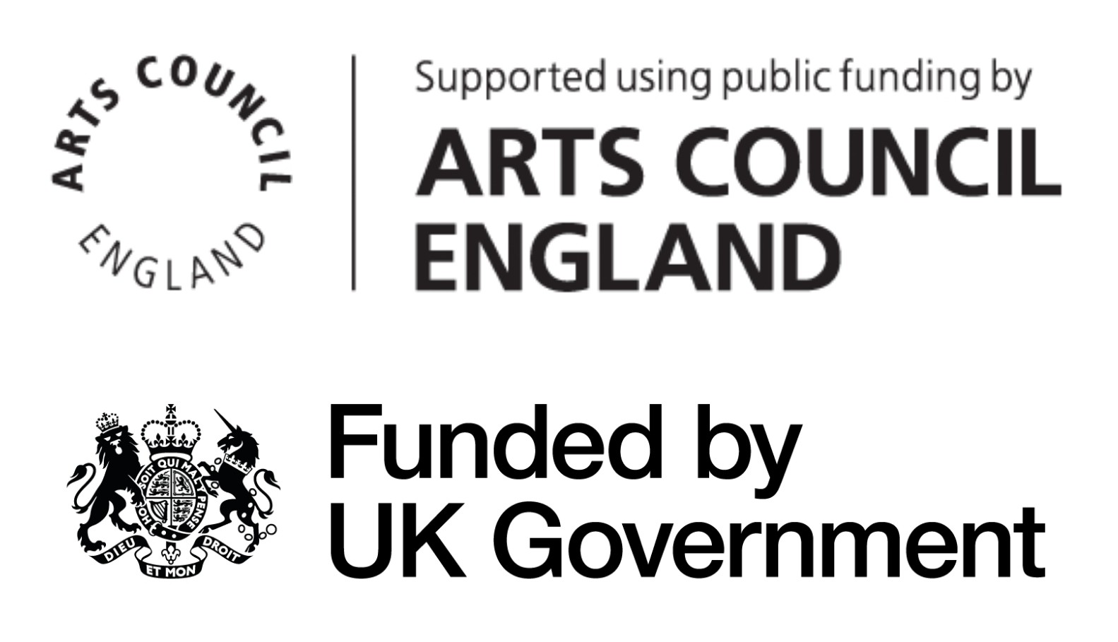 Arts Council England and UK Government funding logos